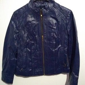 IMAN Navy Genuine Leather Jacket